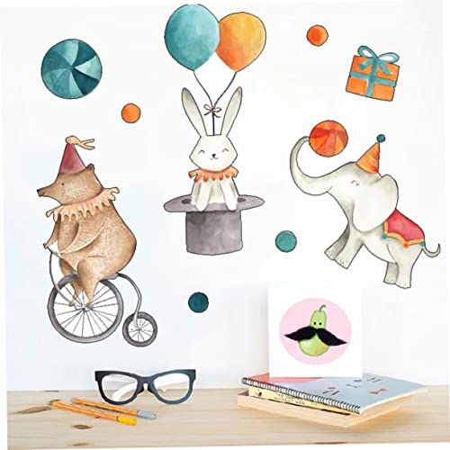 Kisangel 2 Sheets Stickers Boy Cartoon Nursery Room Peel Stick Wall Circus Playroom Animals Kids Animal Living Jungle Cm Rabbit Girls Elephant Removable Decals Diy Decor Decoration For #TOP2