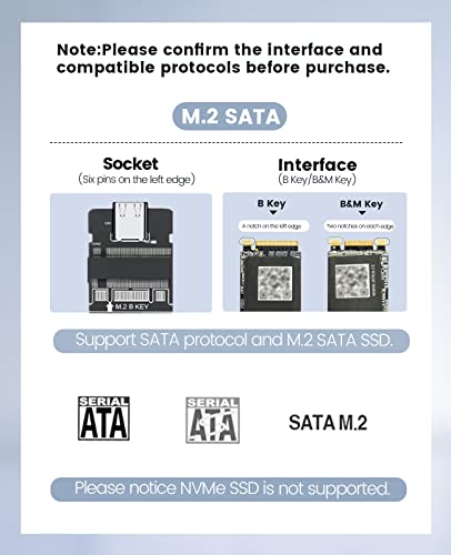 Image of ORICO M.2 SATA SSD Enclosure Reader USB 3.2 /3.1 Gen1(6Gbps) USB-C External Aluminum Adapter ,Support UASP Trim for M2 SATA NGFF 2242 /2260 /2280 SSD with B Key /B+M Key( only for M.2 SATA SSD)-M205-Gray