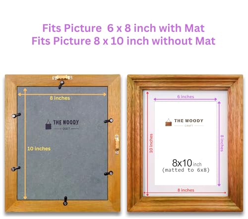 Image of 6 x 8 inch Wooden Photo Frame with Mat, Orange Photo Frame 6 x 8 inch with Mat or 8 x 10 inch without Mat for Wall Decoration, Gallery Walls, Best Wooden Photo Frames for Posters and Photos