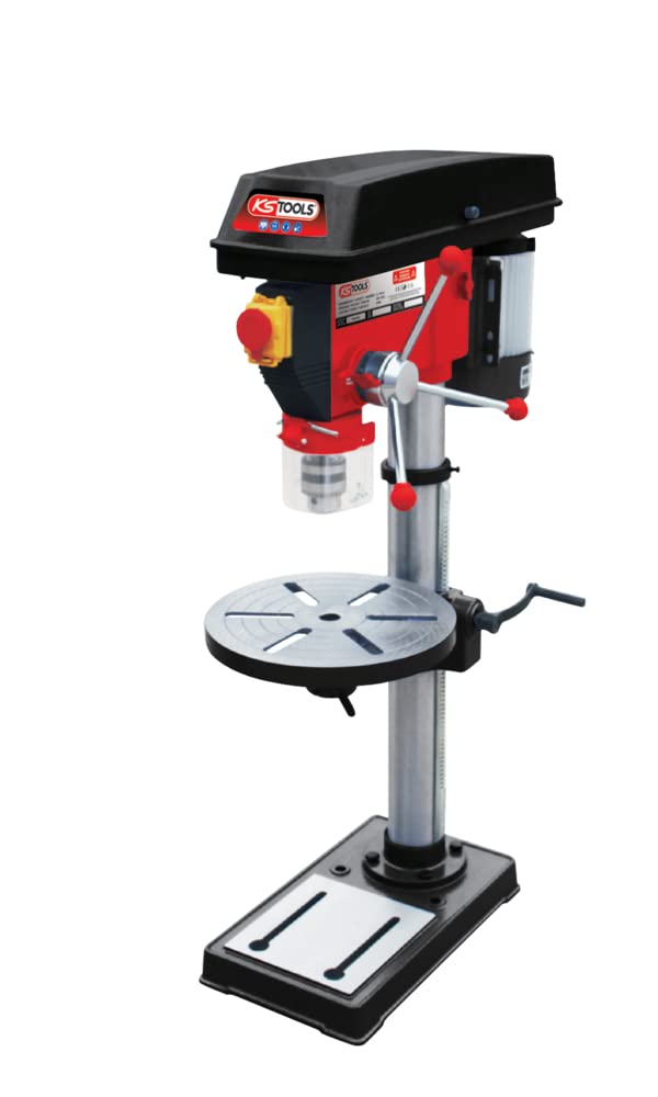 KS Tools 500.8452 - Taladro en columna (550 W, portabrocas de 16 mm), color blanco