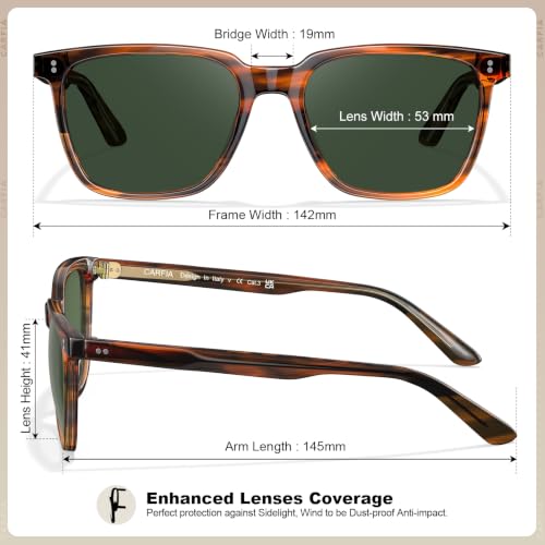 Image of CARFIA Retro Acetate Polarized Sunglasses for Men UV400 Protection Driving Outdoor Anti-Glare Sun Glasses CA5354WS