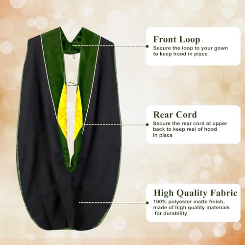 Image of Unisex Doctoral Graduation Gown with Gold Piping | Academic doctoral Cap and Gown for Graduation Ceremony