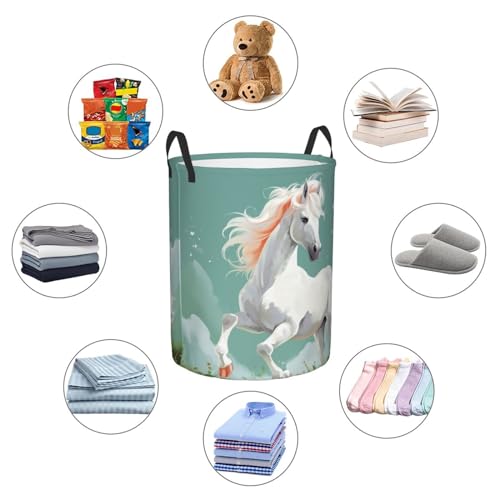 Sac à linge mignon pour dortoir et chambre style cheval blanc - 5