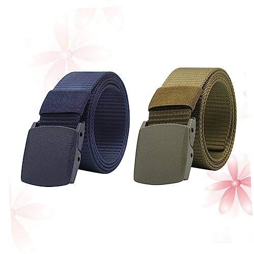 VALICLUD 2pcs Men Canvas Waist Belt Field Belt for Exploration Ratcheting Buckle Breathable2