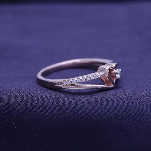 AFFY 1/10 Carat CT Round Lab Grown & White Natural Diamond Bypass Heart Promise Ring 14k Rose Gold Over Sterling Silver (I-J Color, I2-I3 Clarity, 0.10 Cttw) Ring Size - 6.54
