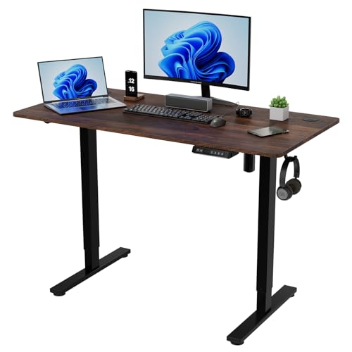 HOMAVO Bureau Assis Debout Électrique 120x60cm, Bureau électrique avec Fonction mémoire et Anti-Collision, Ports de Charge Rapide USB-A et Type C, Bureau réglable en Hauteur (70-119CM)