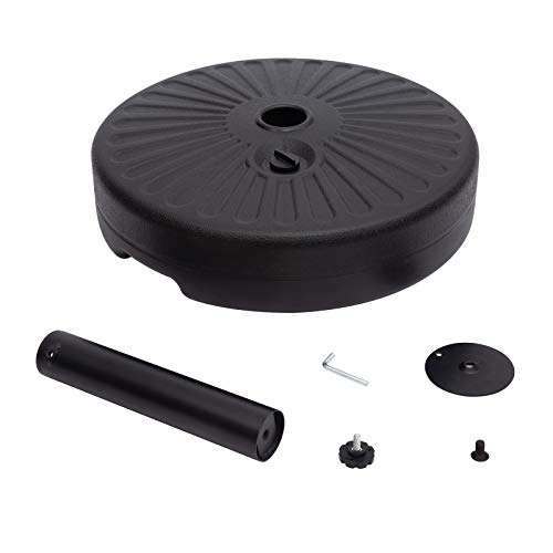 JEAOUIA Black Patio Umbrella Base Outdoor, Heavy Duty Offset Umbrella Holder Water Filled 50 LB Garden Steel Pole Round Base for 6 to 9Ft Sunshade Umbrellas for Yard, Garden and Beach - Thumbnail 4