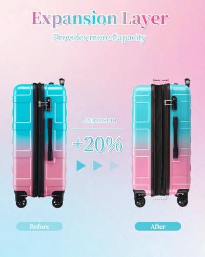 Image of Luggage Set With Spinner Wheels, Carry On Suitcase with TSA Lock, Expandable Checked Suitcase for Women