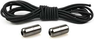 No Tie Elastic Shoelaces,1 Pair Flat Shoelaces with Metal Buckles, Shoelaces Replacement, Elastic No Tie Shoe Laces for Sneakers Kids/Adults Adjustable Laces, Rubber Tieless Laces Elastic-Black