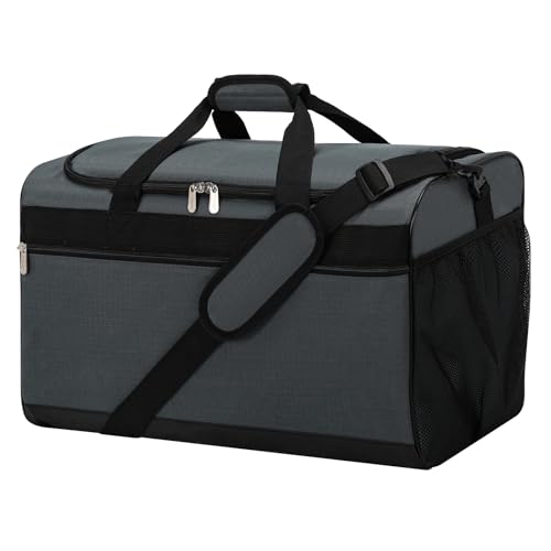 ZZY Gym Duffle Bag, 40L Sports Holdall with Shoulder Strap, Water Resistant Travel Weekender Bag for Men and Women(Grey)