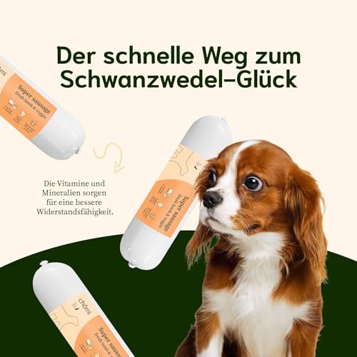 Chōmi Dog Super Sausage Fresh Lamb & Veggie 8-er Pack | (200g x 8) | Nassfutter Für Hunde | Lammwurst für Hunde | Erwachsene | Getreide- und konservierungsmittelfrei | Mit Meeresalgen | Barf