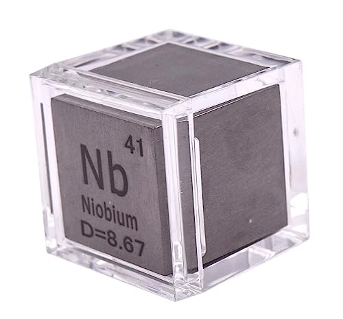 Image of 1 inch 25.4mm Niobium Metal Cube Nb up to 99.9% Pure Periodic Table Element Engraved Density Collection Science Education Display Block Cube + Acrylic Case Box - 1PC