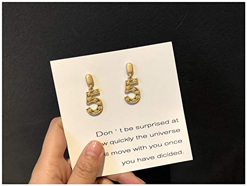 Chwewxi Vintage matte matte gold earrings Korean temperament geometry long tassel earrings minimalist earrings gold coin face female, 6 number 5 earrings pair