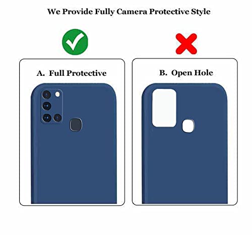 Image of A rtistque Liquid TPU Silicone Matte Shockproof Flexible with Camera Protection Soft Back Cover Case for Samsung Galaxy A21s - Blue