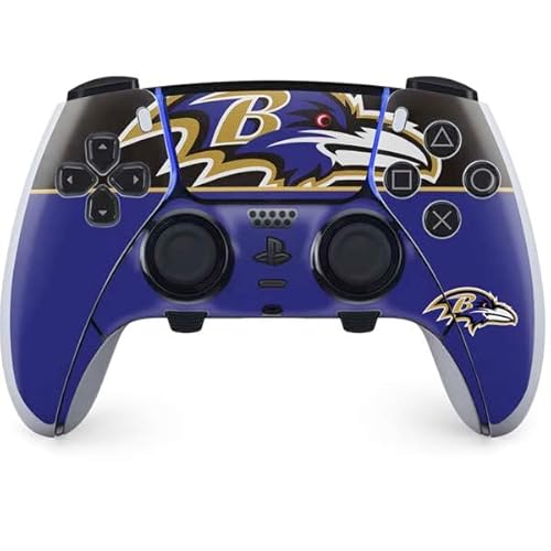 Skinit Decal Gaming Skin Compatible with PS5 DualSense Edge Pro Controller - Officially Licensed NFL Baltimore Ravens Zone Block Design