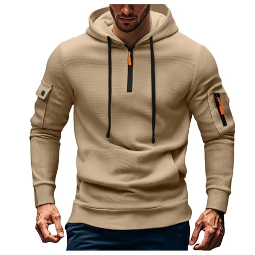 Sudadera de protección solar con media cremallera para hombre en talla grande khaki XXXXL
