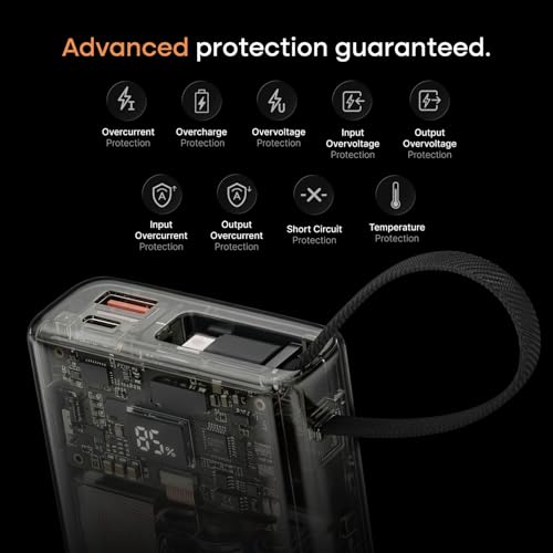 Image of Noise Power Bank 20000mAh 45W Ultra Fast Charging: Built-in Type-C Cable, Digital Battery%, Advanced Safety Protection, Metallic Finish, Triple Device Charging, PD 3.0, BIS Certified (Green)