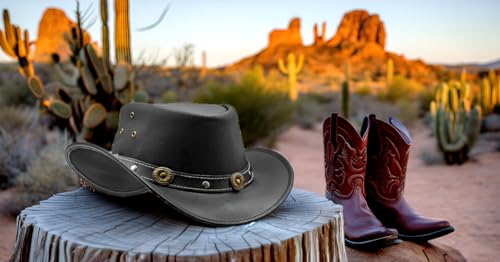 Image of HADZAM Showerproof Outback hat Also Worn as Leather Cowboy hat, Australian Hats for Men & Women