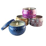 Juego de velas perfumadas de aromaterapia con Aceites Esenciales Cera de Soja Ecológico Sin humo Portátil Viaje Lata Tarro Velas Fragancia Regalos Set Para cumpleaños, Día de Acción de Gracias, Decora