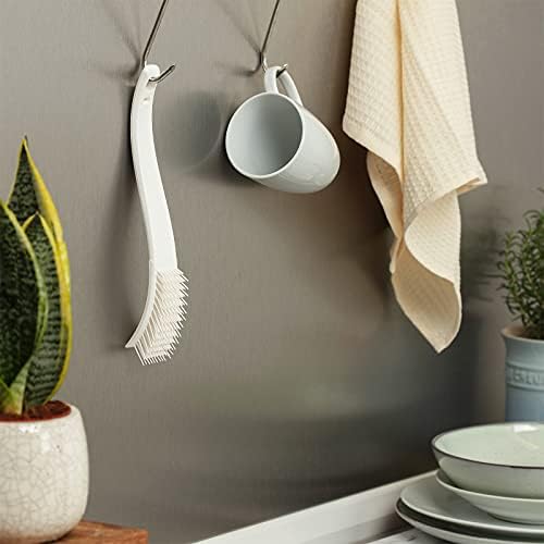 Dishmatic Glide Non-Scratch Washing-Up Brush  Soft Bristles and Scraper for Easy Cleaning  Pink Handle