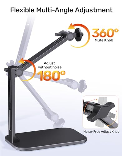 Image of Desktop Mic Arm Stand 2.68lbs Max Heavy Duty Microphone Mount with Silent Mute Knob Compatible with Rode PodMic Shure SM7B for Podcast Gaming Streaming Office Desk Setup Boom Arm