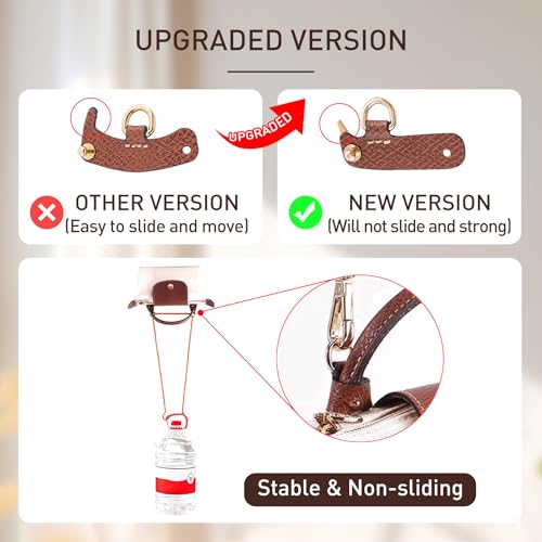 Image of Upgraded 4 Buckles Purse Strap Replacement Compatible with Longchamp S /M Bag, Anti-Slip Leather Bag Straps Conversion Kit, Handbags Crossbody Shoulder Strap 34-48'' Adjustable for Women(Brown)