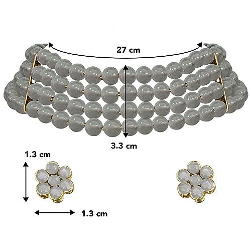Image of Peora Traditional Maharani Haar Necklace with Earrings Bridal Jewellery Set Gift for Women