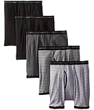 Hanes Men's Cool Dri Tagless Boxer Briefs With Comfort Flex Waistband, Multipack, 5 Pack - Striped A