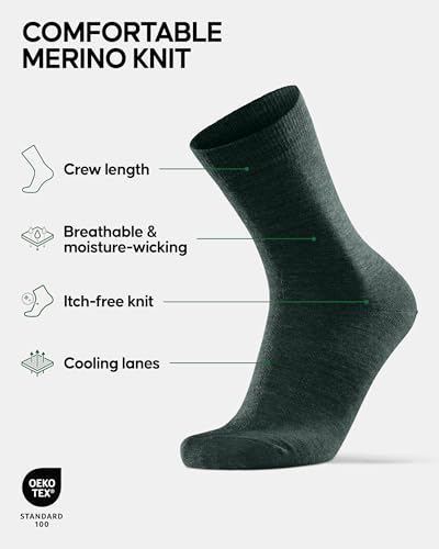 Image of DANISH ENDURANCE Merino Wool Socks - Breathable Moisture-Wicking Dress Socks for Men & Women, Lightweight & Thin, 3 & 5-Pack