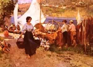 Peinture à l'huile de Paolo Sala The Pretty Maid, Idée Cadeau Idéale Art et Collection