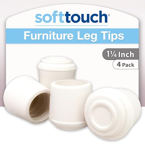 SoftTouch 4 Pack Non-Slip Round Rubber Leg Tip Protectors – 1-1/4
