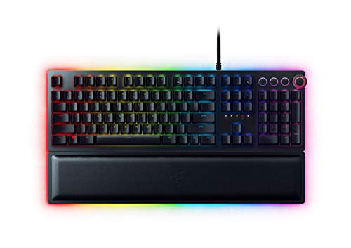 Razer Huntsman Elite (Purple Switch) - Gaming Tastatur mit opto-mechanischen Schaltern (Drehregler, beleuchteter Handballenablage, RGB Chroma) QWERTY US-Layout | Schwarz