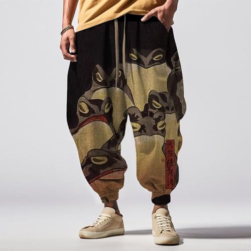 Mens Joggers Japanese Pants Men Casual Baggy Anime Joggers Sweatpants Elastic Drawstring Tapered Boho Hippie Harem2