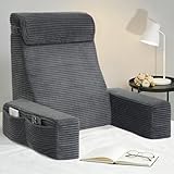 Seniny Reading Pillow for Bed Adult - 22' Back Support Pillow for Sitting Up Rest, Husband Bed Chair and Backrest Pillow with Arms, Lounge Sit Up Pillows for Dorm, Corner, Couch, Study, Watching TV