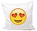 Druckerlebnis24 Funda de Almohada 40x40 La Cara Sonriente con los Ojos en Forma de corazón Hechos de Microfibra, Smiley, Emoji, Cojines, Decorativo, Malla, Almohadilla del Cuello, iPhone, emoticonos.
