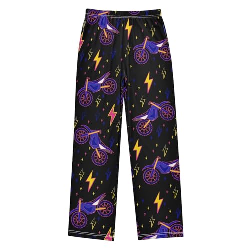 Boys' Pants Motocross Bike Neon Cartoon Long Bottoms Jogger Pants Elastic Waist Trousers with Pockets S-XL