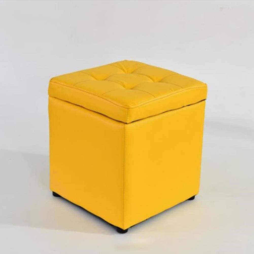 Poufs Ottomans Haut de Gamme en Cuir Noir, Repose-Pieds Cube au Design Nordique