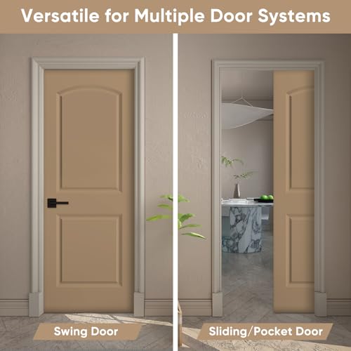 Image of BARNSMITH 30x80 in Raised 2-Panel Arch Top White Primed Interior Door Panel