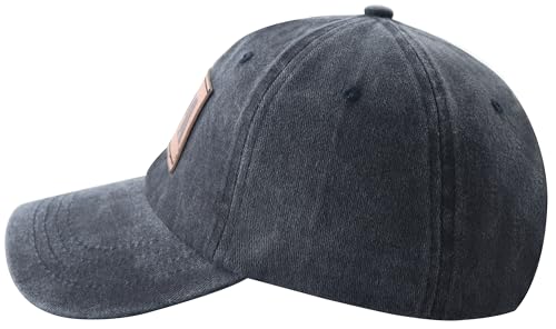 Image of Fishing Papa Hats for Men, Vintage Cotton Fishing Decor Leather Patch Baseball Cap for Dad Papa