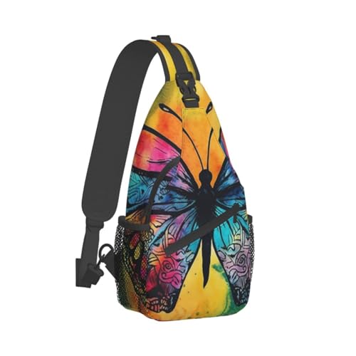Bolso tipo sling unisex con estampado butterfly tie dye miniatura 2