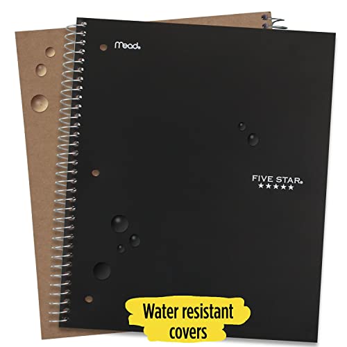 Five Star Spiral Notebook, 5-Subject, Wide Ruled Paper, 200 Sheets, 10-1/2" X 8", Black (72045) #TOP6