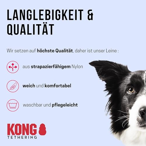 KONG 3-Fach Verstellbare Doppel-Hundeleine 2m I Für Große Hunde Bis 50kg I Größe L I Laufleine Mit 2 Robusten Karabinerhaken I Hochwertige Seil-Führleine in Schwarz