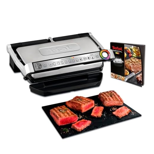 Tefal OptiGrill XL GC722D Kontaktgrill | XL-Grillfläche | Zusätzlichen Temperaturstufen | Automatische Anzeige des Garzustands | 40 cm x 20 cm | Schwarz/Edelstahl