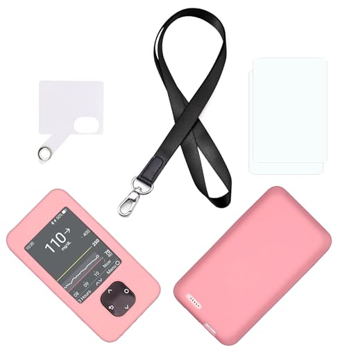 Silicone case for Dexcom G7 & G6 Receiver (Includes Lanyard + Lanyard Patch + Screen Protector) (Pink)
