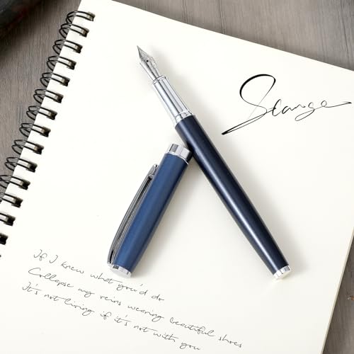 TIESOME Metal Fountain Pen Set, 0.5mm Fine Nib Fountain Pen with 10 2.6mm Black Ink Cartridges Luxury Calligraphy Pens Smooth Writing Pen Gift for Office School Business Supplies(Blue) - Image 4