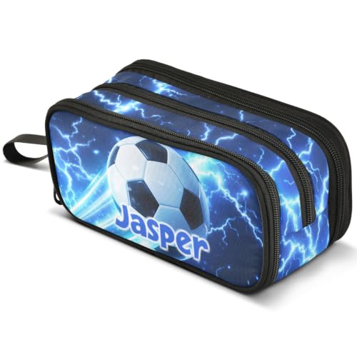 Image of ALAZA Custom Soccer Large Pencil Case Personalized Name Pen Pouch