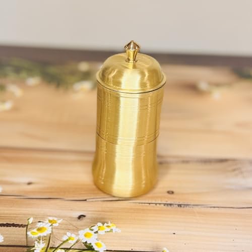 Image of Brass Coffee Filter | South Indian Traditional Style Coffee Maker | Handcrafted Copper Finish Filter Kaapi Brewer | Metal Coffee Filter for Home Kitchen Use Drinkware Tool