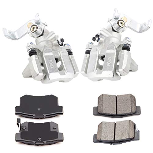 Image of SCITOO Rear Left & Right Brake Kit [4] Brake Pads [2] Brake Disc Calipers w /Bracket Compatible With 1998-2007 for Honda for Accord