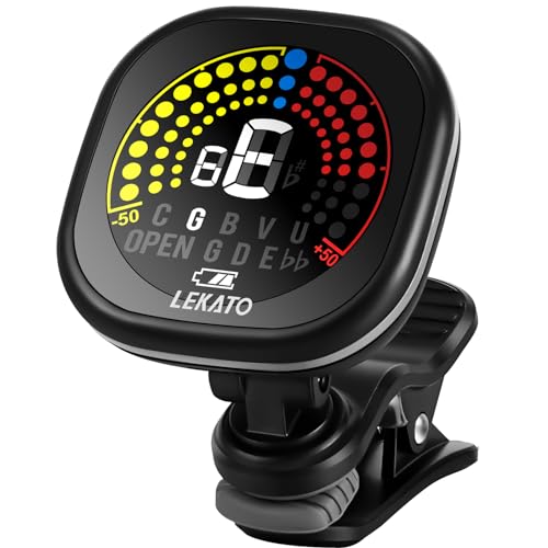 lekato guitar tuner rechargeable tuner clip on for guitar bass chromatic ukuleleviolin tuner fast accuratie tuning super bright display to read for professionalbeginners