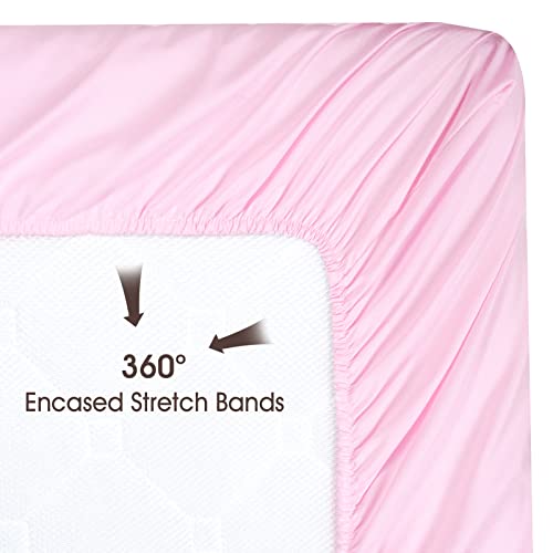 Phf 3 Pack Soft Bassinet Sheets, Floral Comfy Polyester Cradle Sheets For Baby Boys Girls, Universal Fit For Most Cradle And Bassinet Mattress, Pink Floral #TOP3